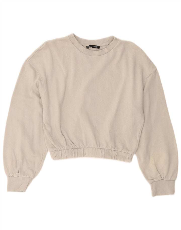 Pulover pentru damă Zara Crop Pulover UK 10 Bumbac gri mic