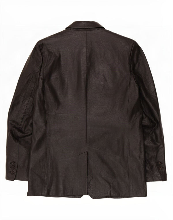 Jachetă Blazer din piele artificială cu 1 nasture Zara pentru femei UK 12 Medium Negru