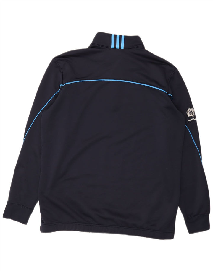 Pulover adidas Climalite pentru bărbați, cu fermoar, cu gât, poliester mare, albastru