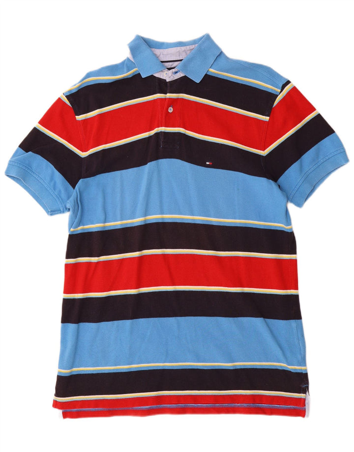 Tricou polo TOMMY HILFIGER pentru bărbați, bumbac cu dungi multicolore medii