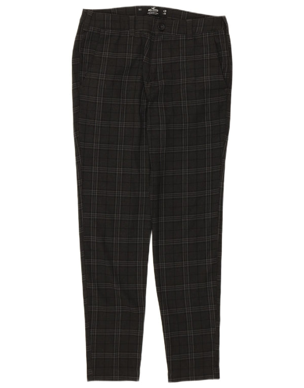 Pantaloni chino super skinny pentru femei Hollister W28 L30 poliester cu carouri gri