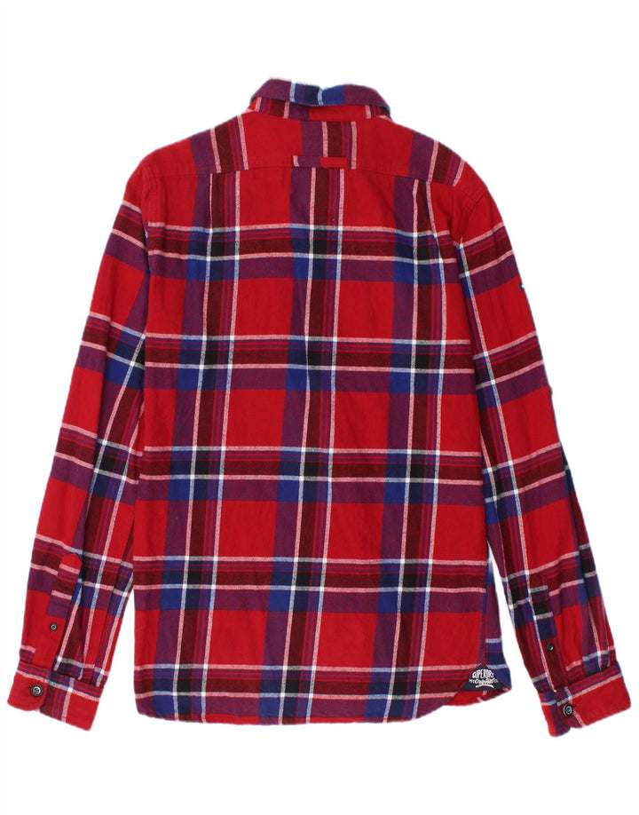 Cămașă de flanel pentru bărbați Superdry, bumbac cu carouri mici, roșii