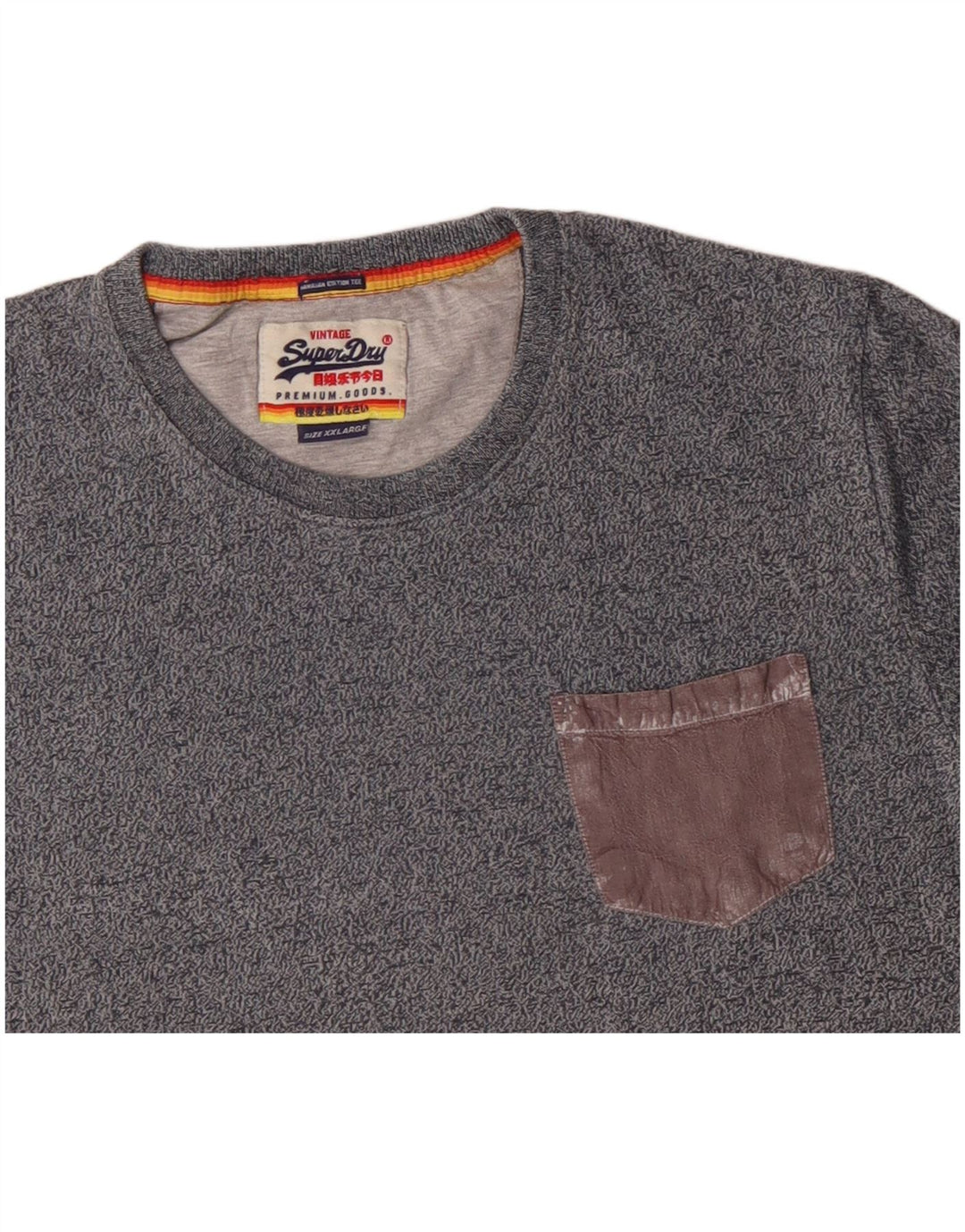 SUPERDRY Tricou Bărbați Top 2XL Gri bumbac cu pete