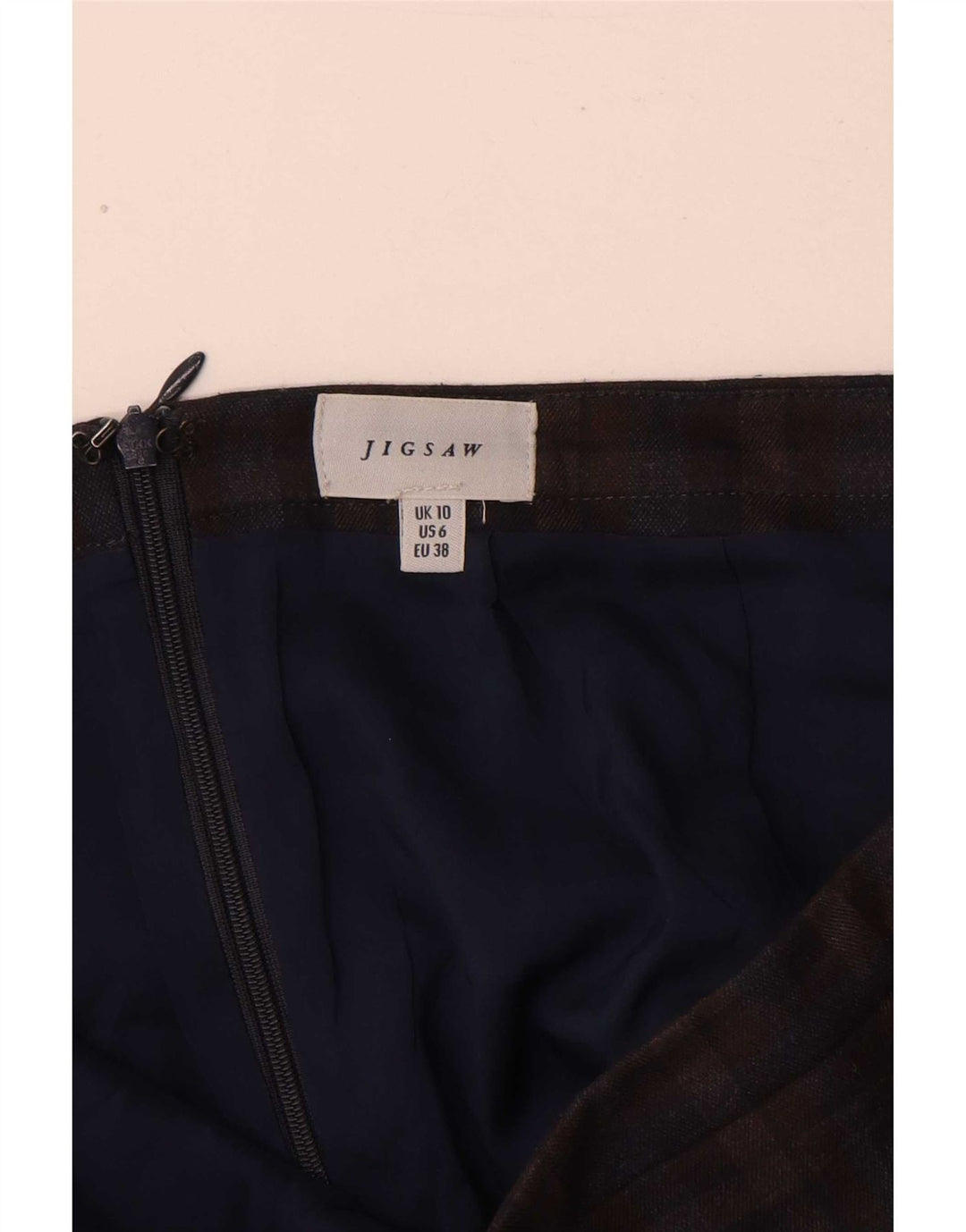 Fusta creion pentru femei Jigsaw UK 10 Small W28 Brown Check Poliester