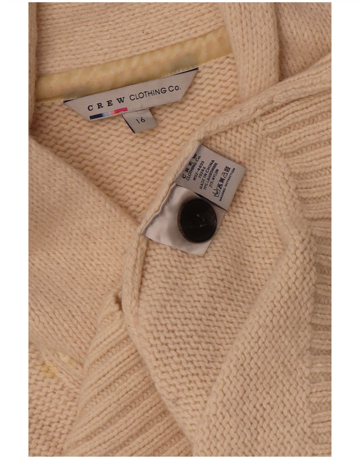 CREW CLOTHING Pulover cardigan pentru femei UK 16 Lână mare bej