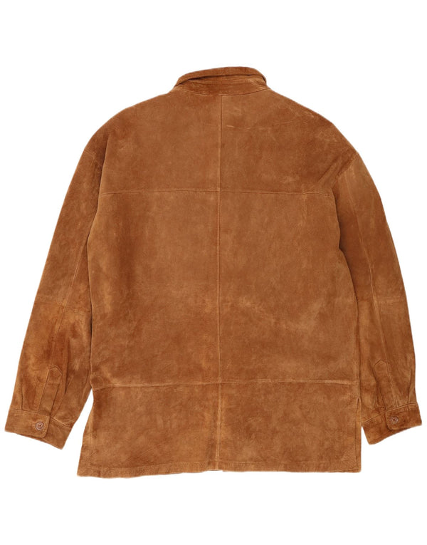 Jachetă vintage pentru bărbați din piele intoarsa UK 42 XL din piele maro