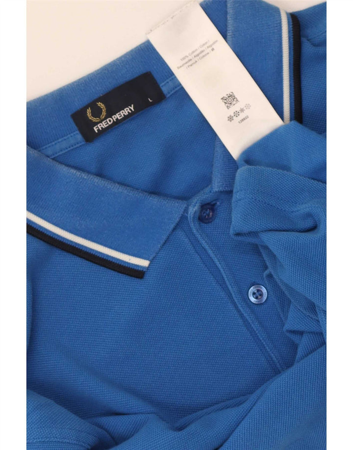 Cămașă polo Fred Perry pentru bărbați, bumbac cu dungi albastre mari