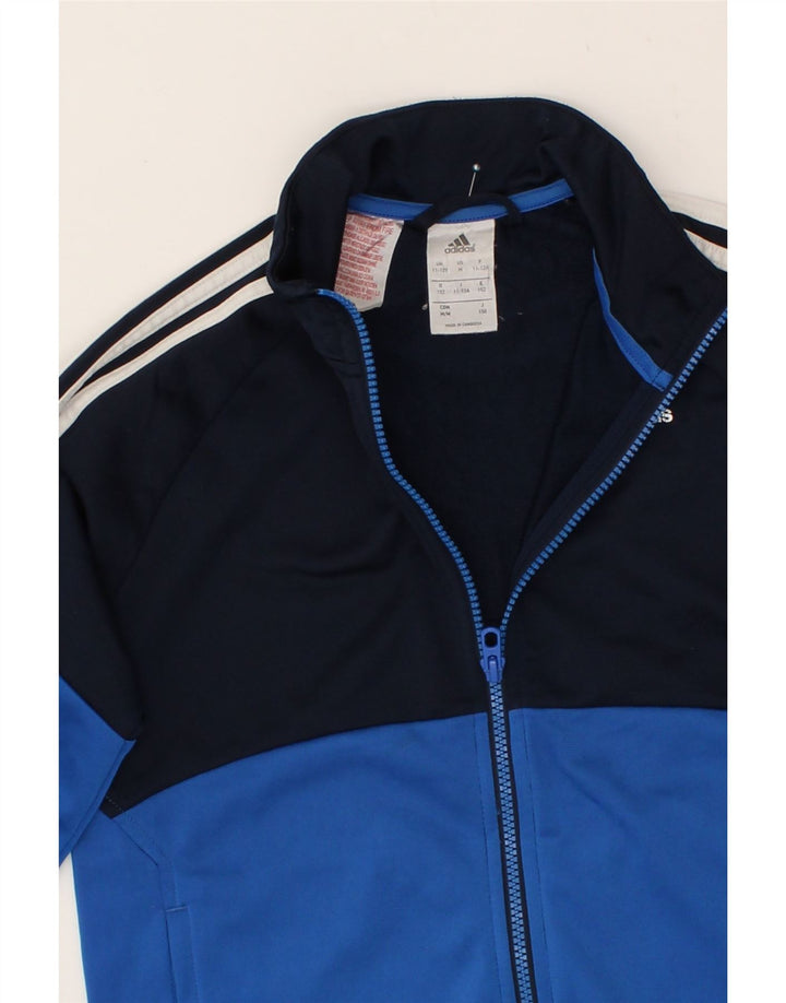ADIDAS Boys Tracksuit Top Jacket 11-12 Years Blue Colourblock Polyester Vintage Adidas and Second-Hand Adidas from Messina Hembry 
