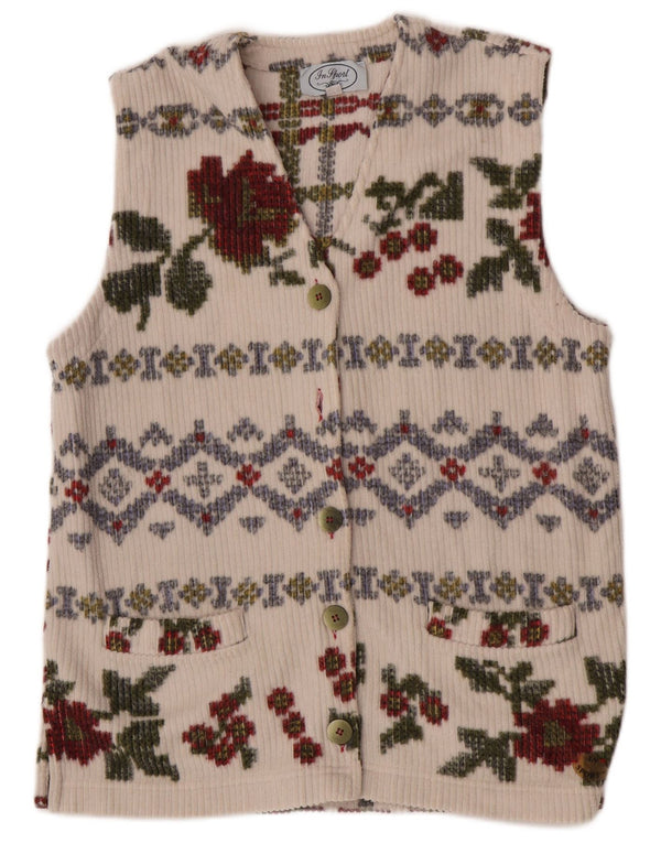 Vestă Vintage pentru femei IT 44 Poliester Floral Alb Mediu