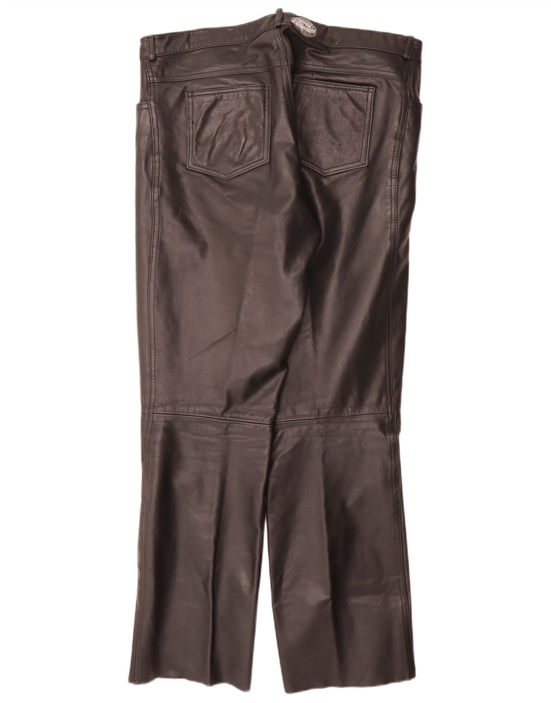 Pantaloni drepți din piele vintage pentru bărbați W34 L32 negri