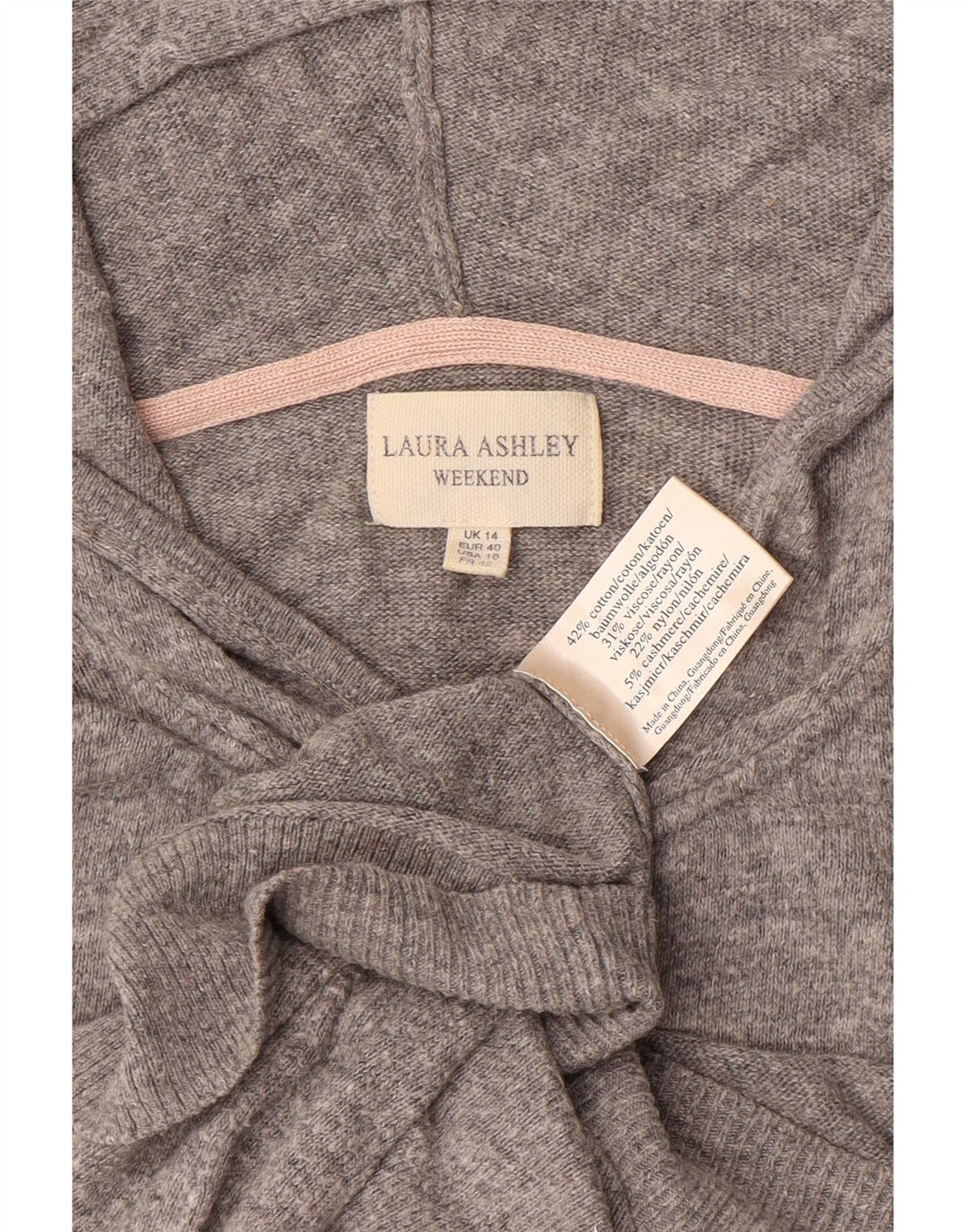 LAURA ASHLEY Pulover cardigan cu glugă de weekend pentru femei UK 14 mare gri