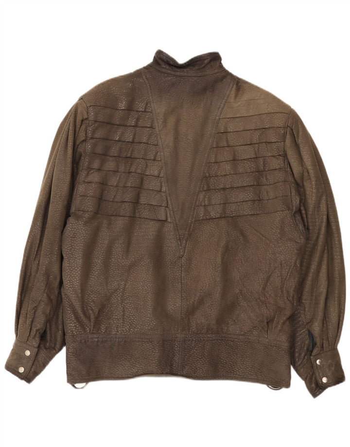 Jachetă de piele vintage pentru femei UK 20 2XL piele maro