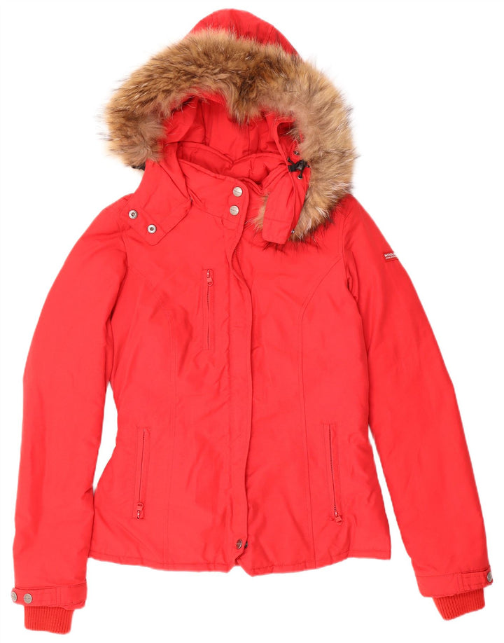Jachetă căptușită cu glugă Woolrich pentru femei UK 10 Bumbac roșu mic