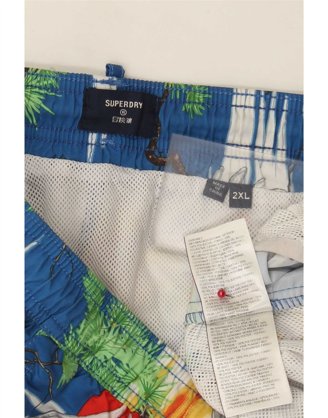 Pantaloni scurți de înot obișnuiți pentru bărbați Superdry, 2XL, poliester albastru hawaian