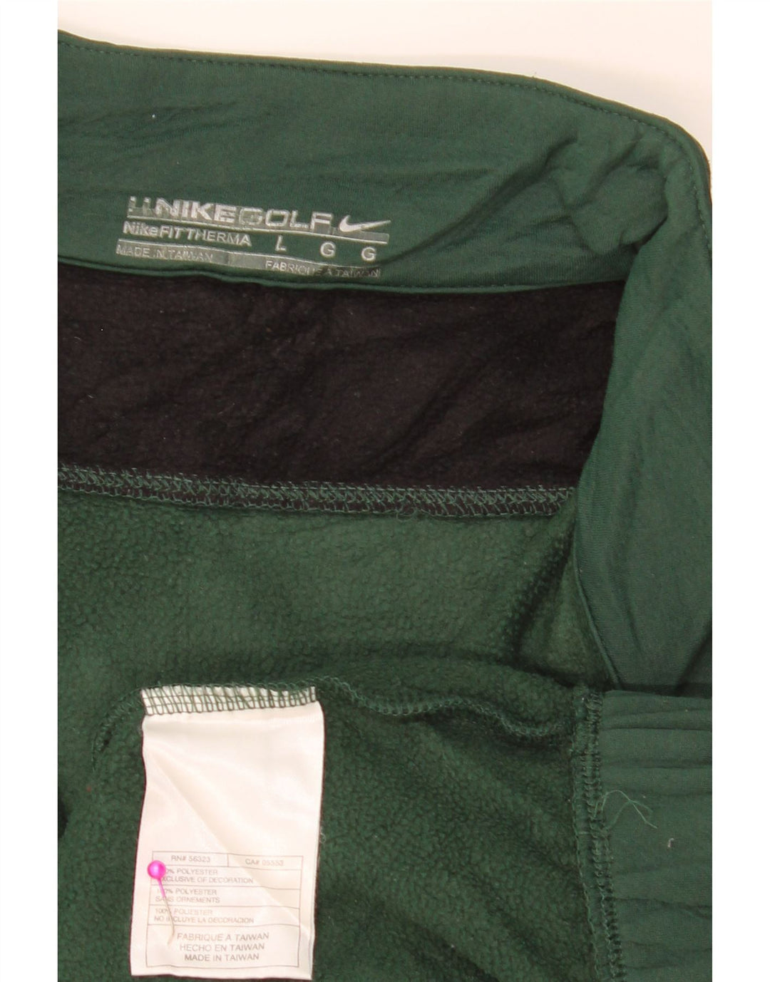 Pulover NIKE pentru bărbați, cu fermoar, cu gât, din poliester color bloc verde