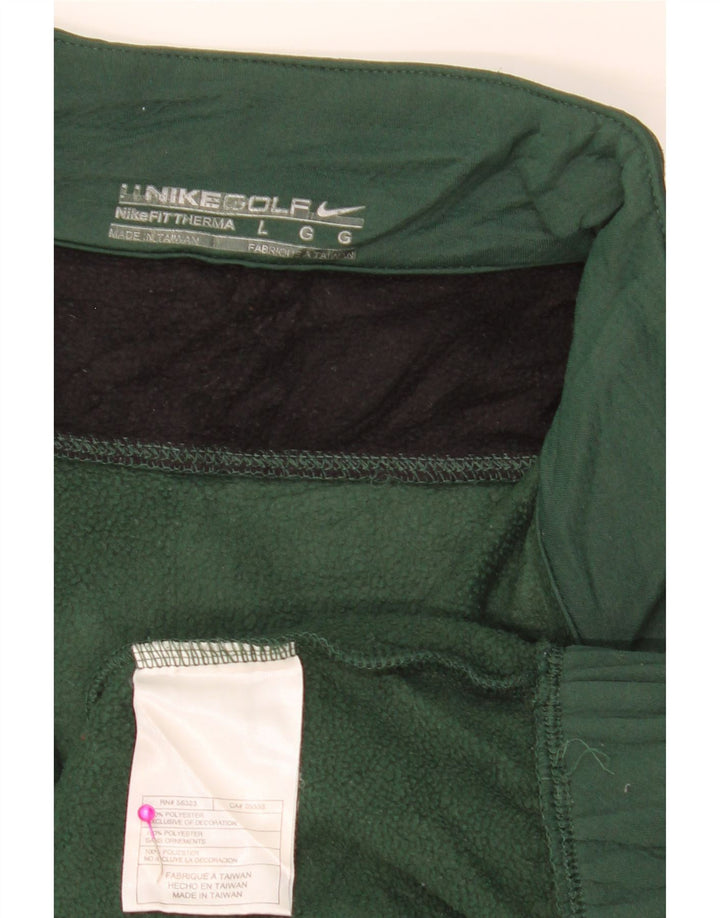 Pulover NIKE pentru bărbați, cu fermoar, cu gât, din poliester color bloc verde