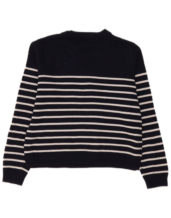 Pulover cu decolteu scurt pentru femei Zara UK 14 Medium Bleumarin cu dungi