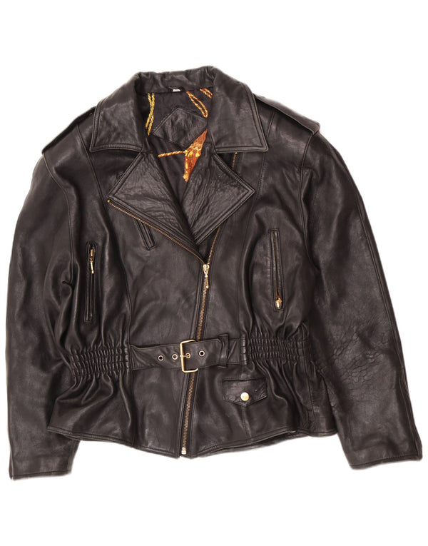 Jachetă Biker din piele vintage pentru femei EU 40 Medium Black
