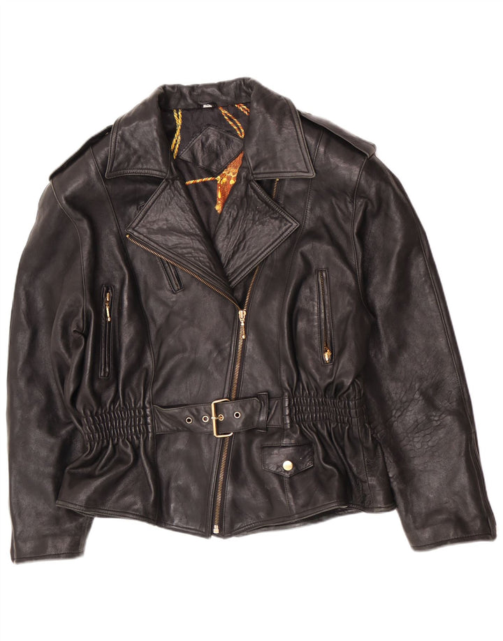 Jachetă Biker din piele vintage pentru femei EU 40 Medium Black