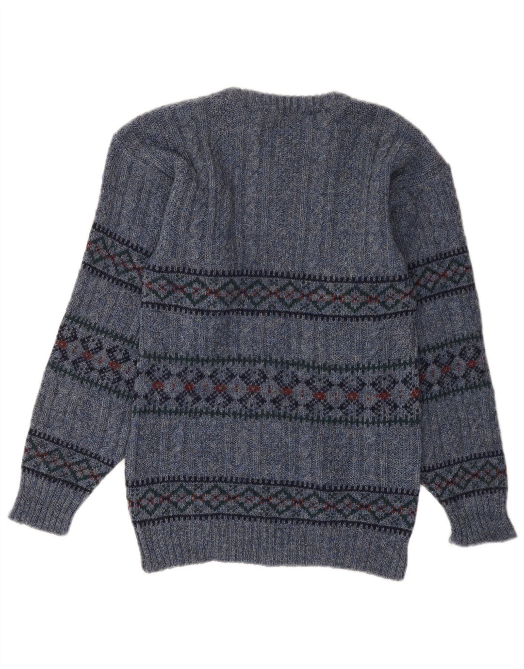 Pulover VINTAGE pentru femei cu decolteu rotund UK 10 Small Blue Fair Isle
