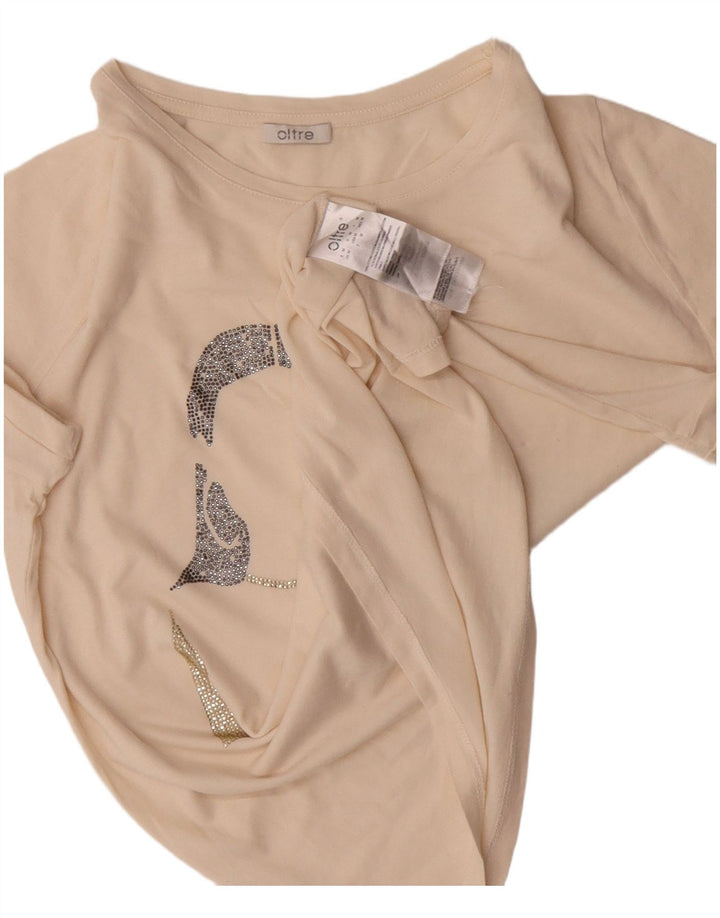 Tricou grafic OLTRE pentru femei Top UK 14 Medium Off White Bumbac
