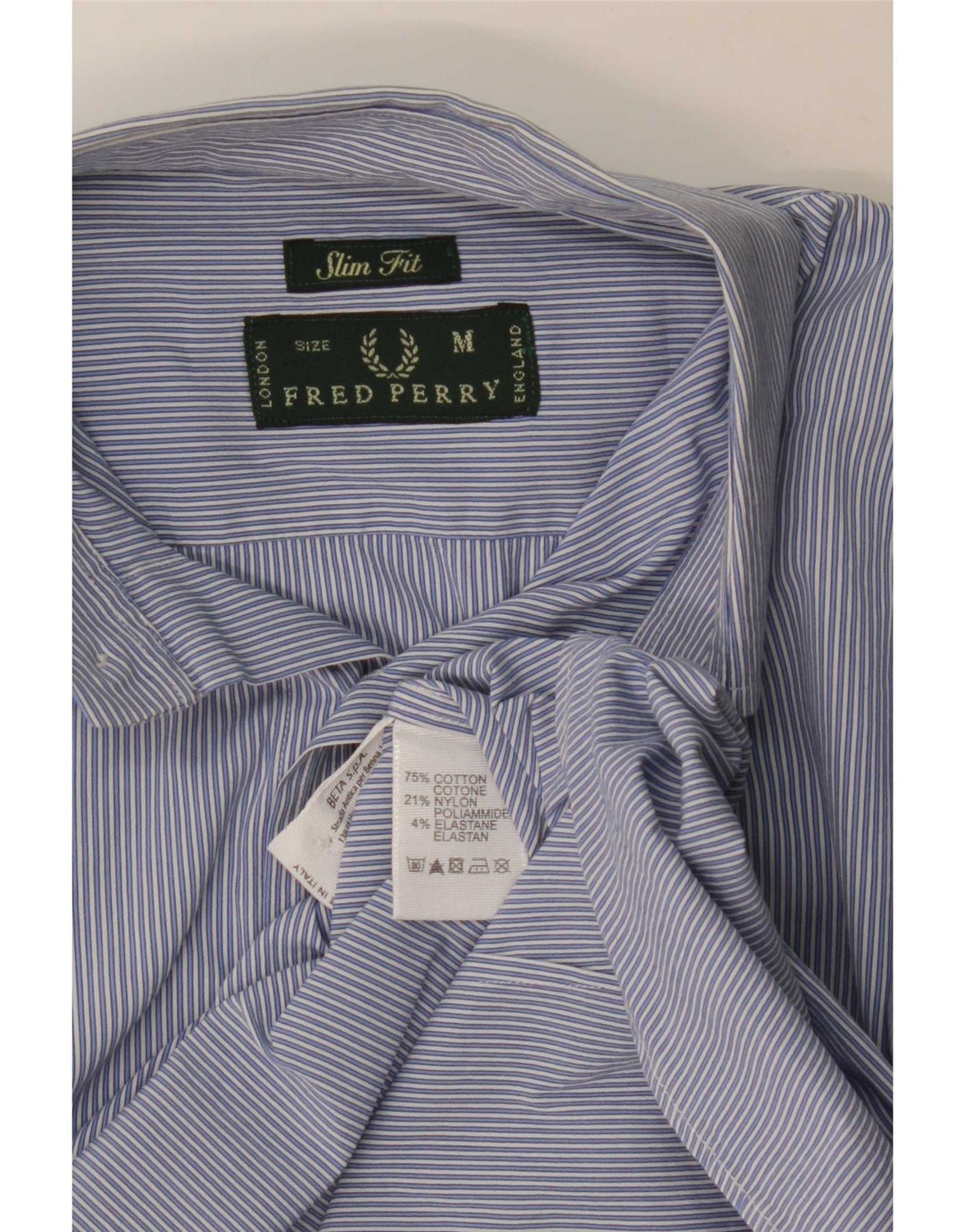Cămașă pentru bărbați Fred Perry Slim Fit, bumbac cu dungi albastre medii, clasică