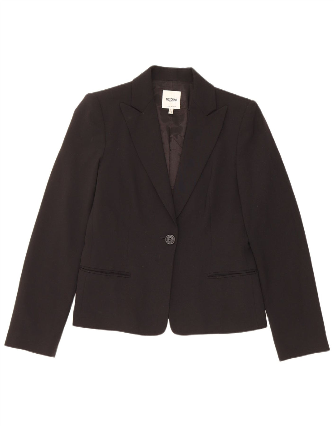 Sacou Moschino pentru femei cu 1 nasture, UK 14 Poliester mediu negru