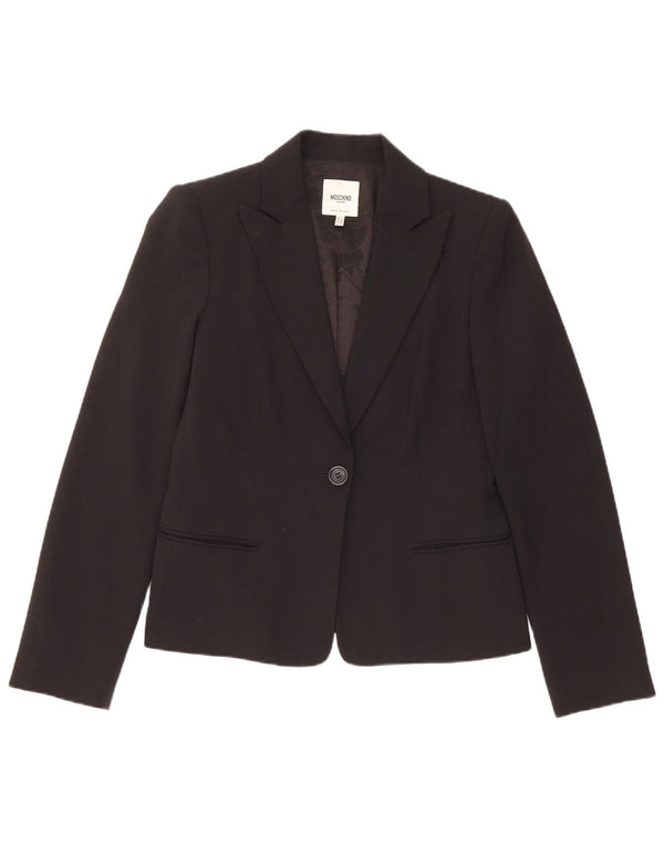 Sacou Moschino pentru femei cu 1 nasture, UK 14 Poliester mediu negru
