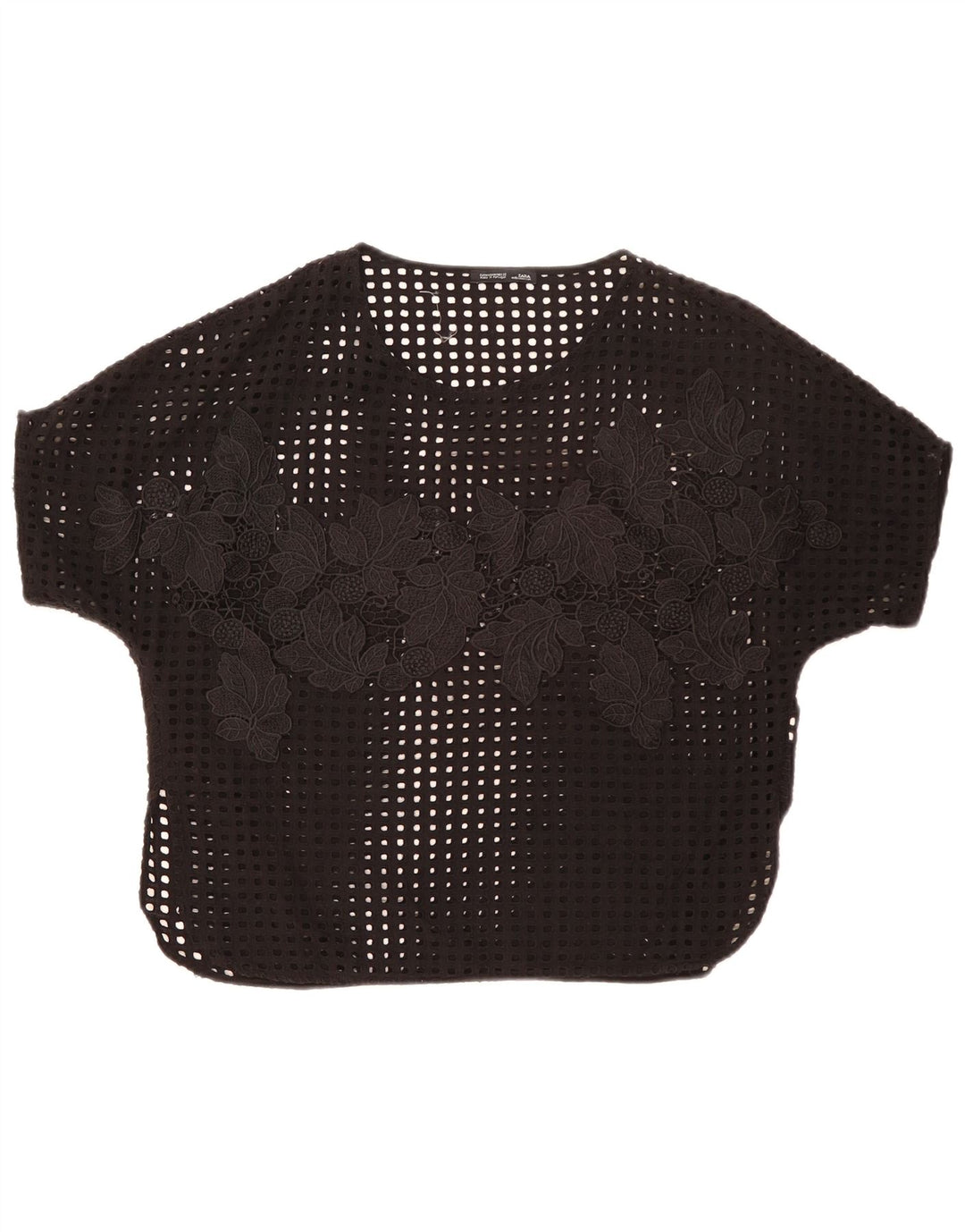 Bluză Zara Femei See Through Top UK 14 Medium Black Floral
