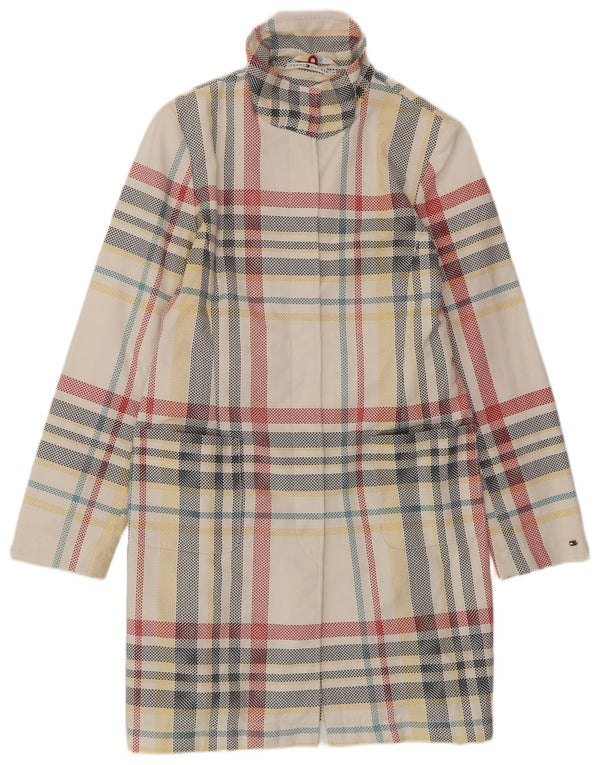 TOMMY HILFIGER Pardesiu pentru femei UK 14 Medium Off White Check Bumbac