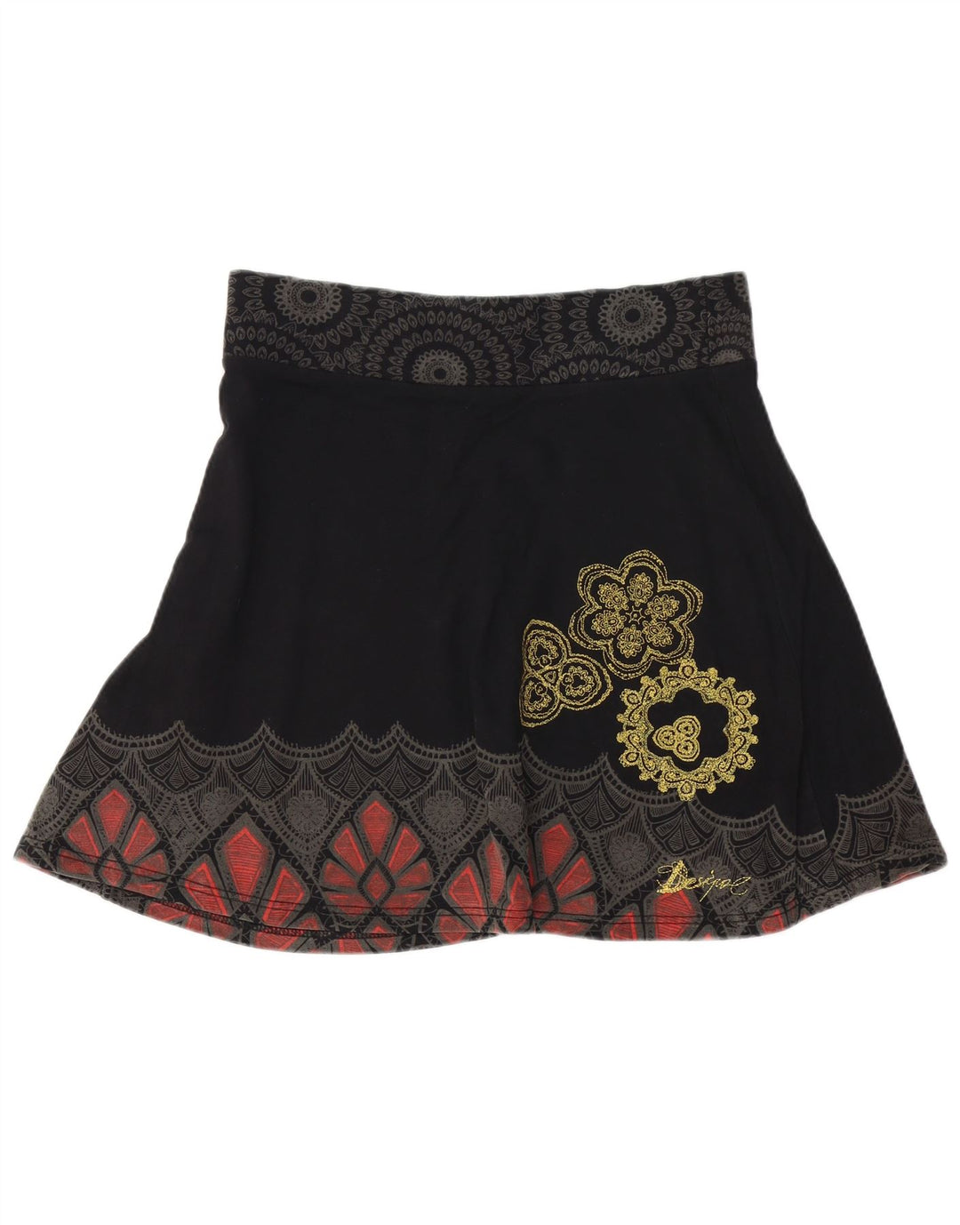 Fusta midi pentru femei DESIGUAL XL W36 Negru Paisley