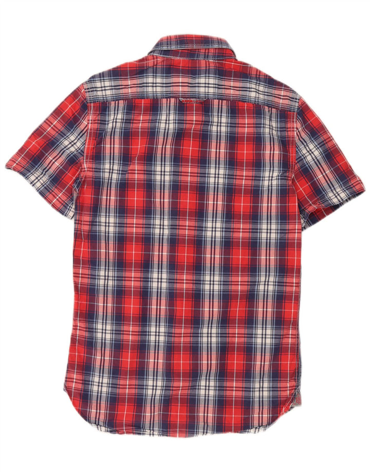 Cămașă cu mânecă scurtă pentru bărbați Superdry, bumbac cu carouri mici, roșii