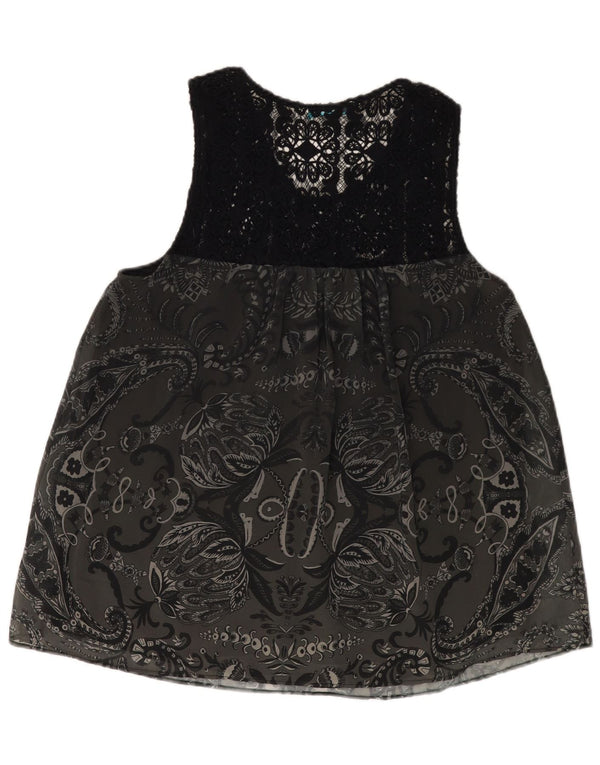 DESIGUAL Bluză cu grafică fără mâneci pentru femei UK 18 XL Gri Paisley