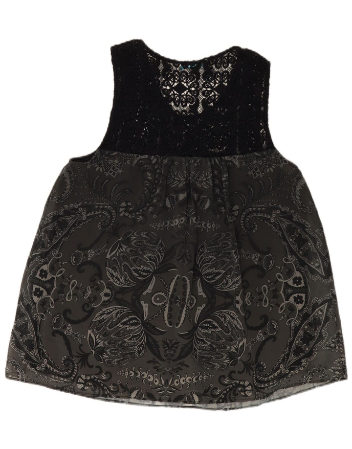 DESIGUAL Bluză cu grafică fără mâneci pentru femei UK 18 XL Gri Paisley