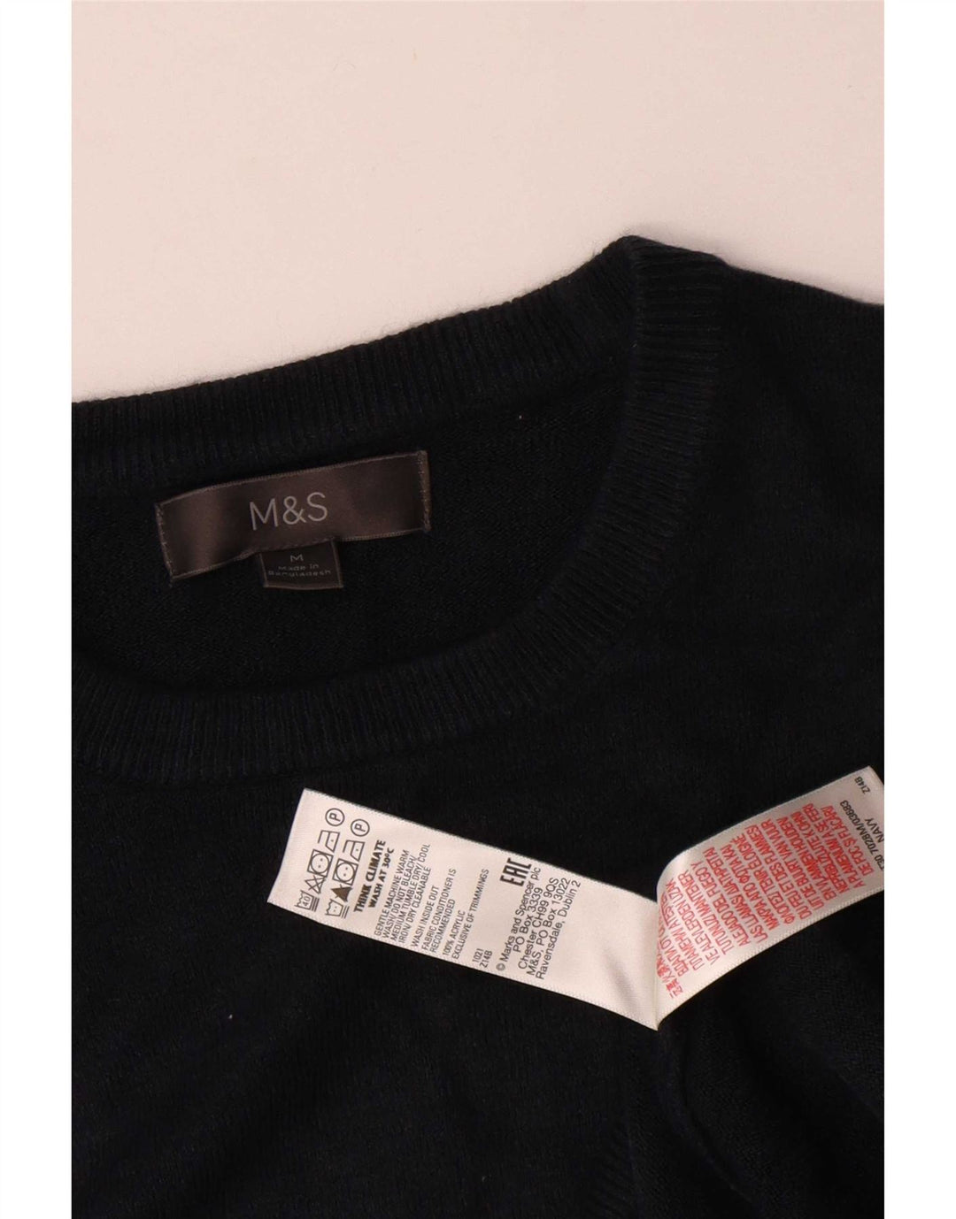 Pulover pentru bărbați Marks & Spencer, cu gât crew, acrilic, albastru bleumarin mediu