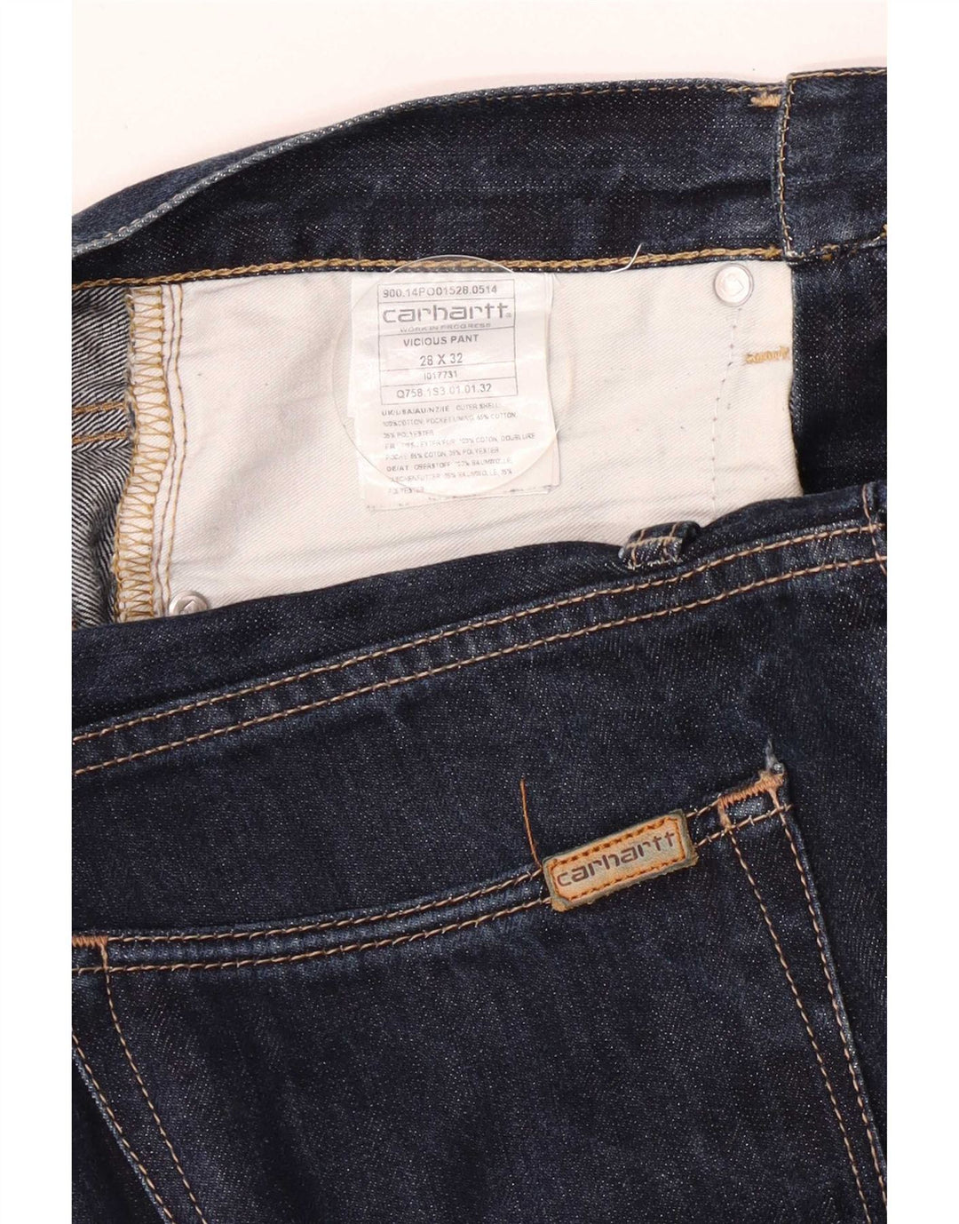 Blugi subțiri pentru bărbați Carhartt W28 L32 bumbac bleumarin