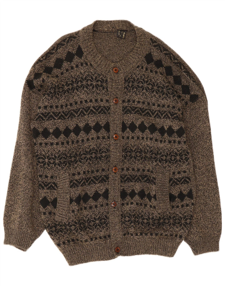 Cardigan Vintage pentru bărbați, mare, gri Fair Isle