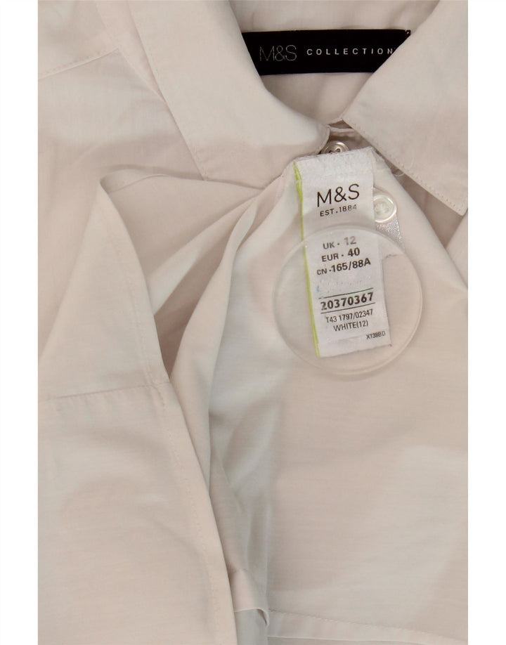 Cămașă cu mânecă scurtă pentru femei Marks & Spencer UK 12 Bumbac alb mediu
