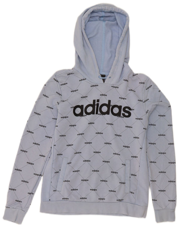 Pulover cu glugă cu grafic adidas pentru femei UK 10 mic, albastru, bumbac