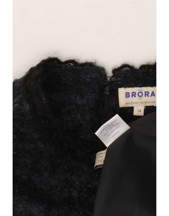 Rochie pentru femei Brora, fără mâneci, UK 14, lână mare bleumarin cu picior de gală