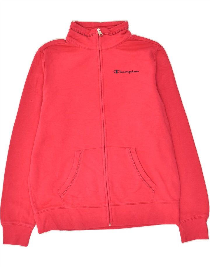 CHAMPION Womens Tracksuit Top Jacket UK 12 Medium Pink Cotton | Vintage Champion | Thrift | Second-Hand Champion | Used Clothing | Messina Hembry 