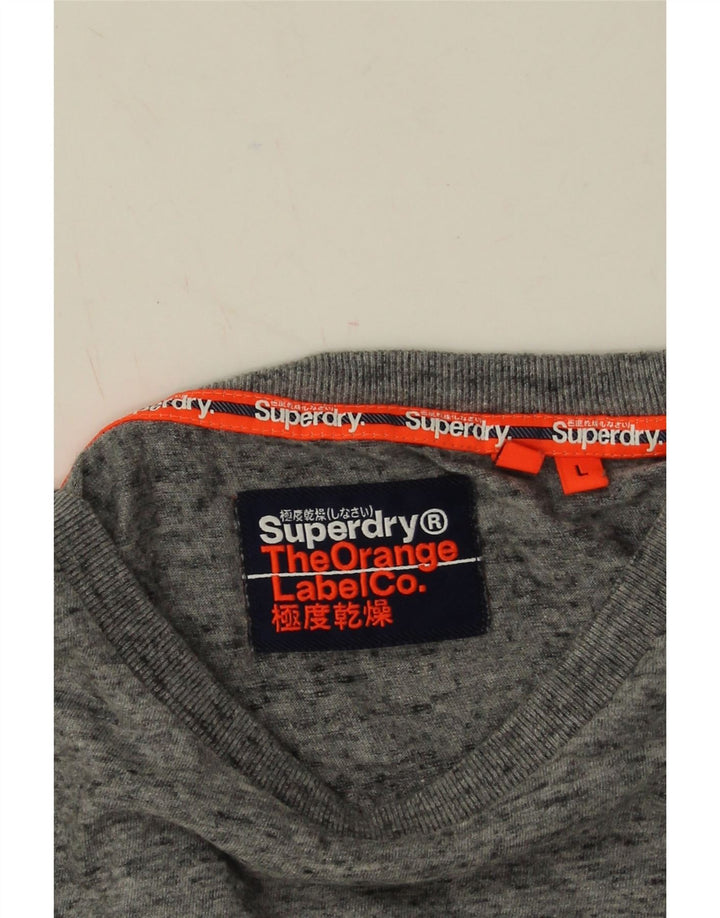 Top pentru bărbați Superdry cu mânecă lungă, mare, gri bumbac cu pete