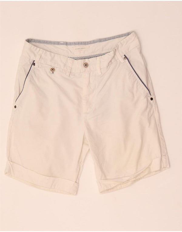 Zara Mens Chino Shorts EU 38 Small W30 White Bumbac