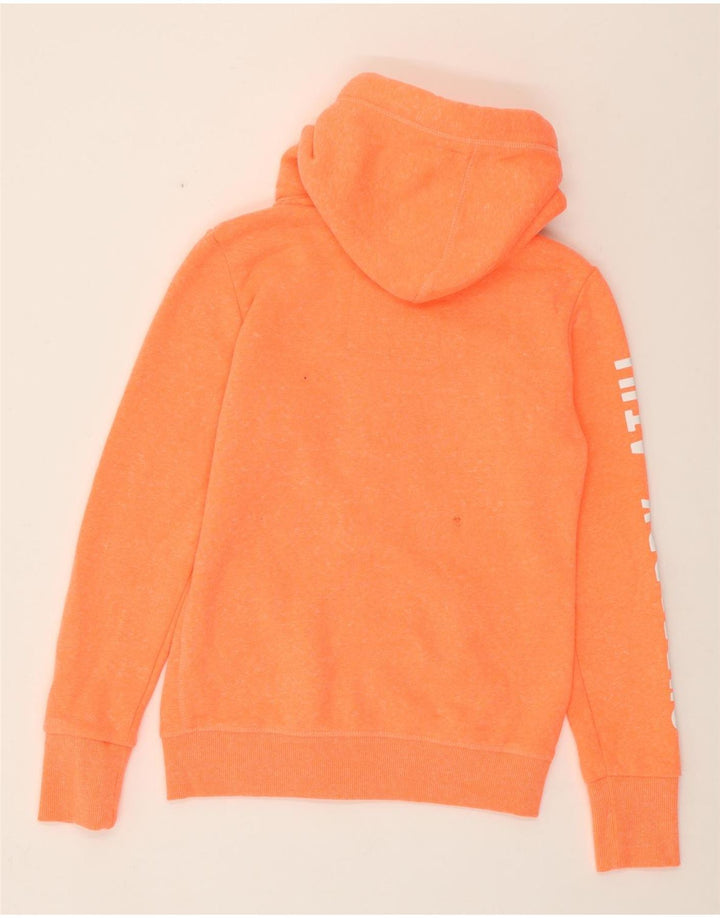 SUPERDRY Pulover cu capota cu fermoar cu grafic pentru femei UK 10 Small Orange Flecked