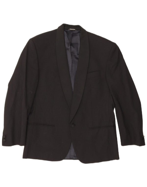 Jachetă vintage pentru bărbați cu 1 nasture IT 48 Medium Black Lână virgină Clasică