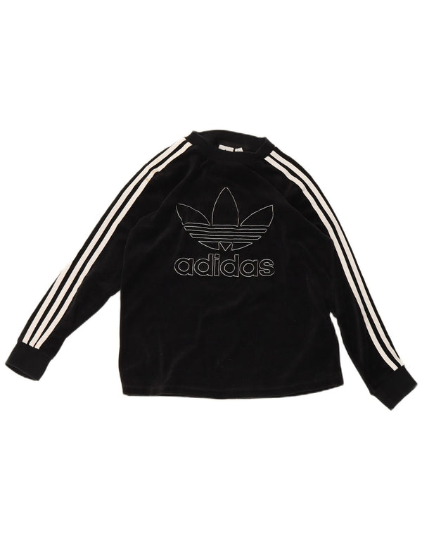 Adidas pentru femei Velvet Graphic Top cu mânecă lungă UK 12 Medium Black Bumbac