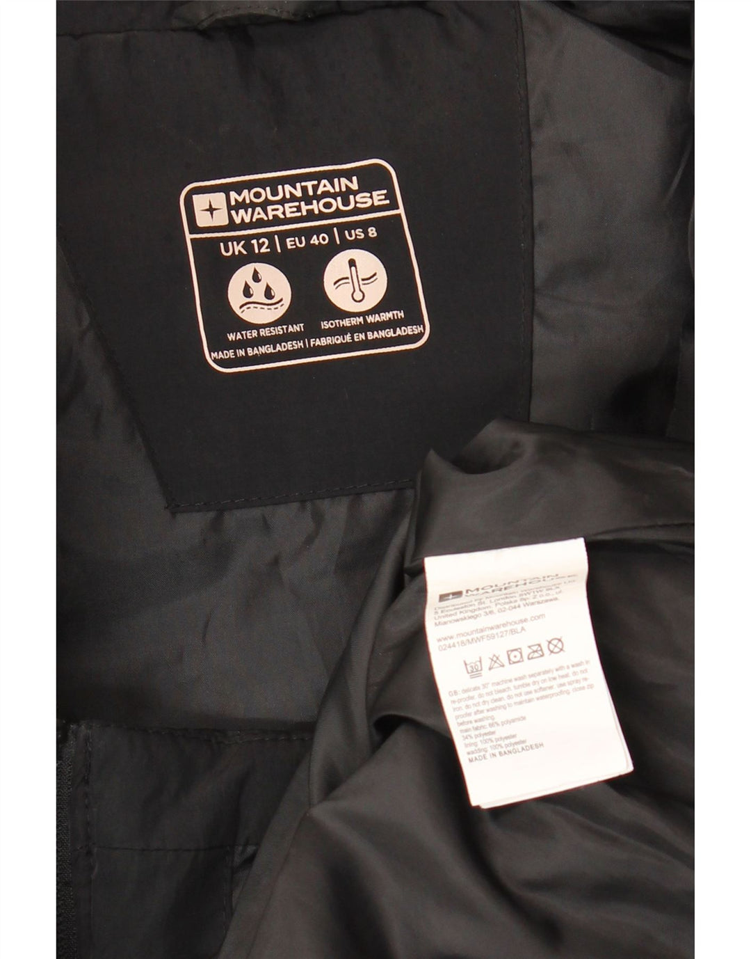 MOUNTAIN WAREHOUSE Gilet căptușit pentru femei UK 12 Medium Black Poliamidă