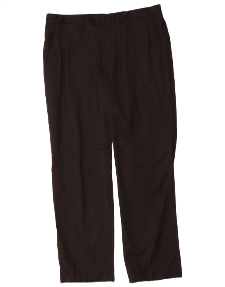 MASSIMO DUTTI Pantaloni drepți pentru bărbați EU 42 Large W32 L32 Lână neagră