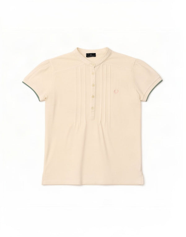 Fred Perry Tricou Polo Femei UK 14 Mare Bumbac Alb