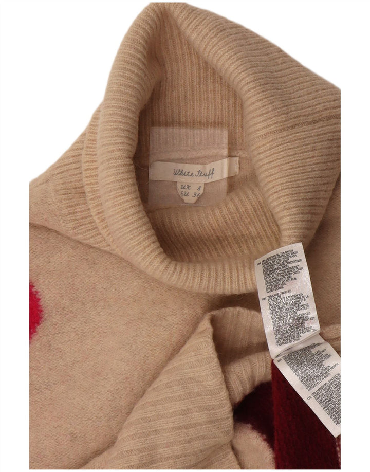 White Stuff Pulover cu gât rulat pentru femei UK 8 Small Bej Colorblock